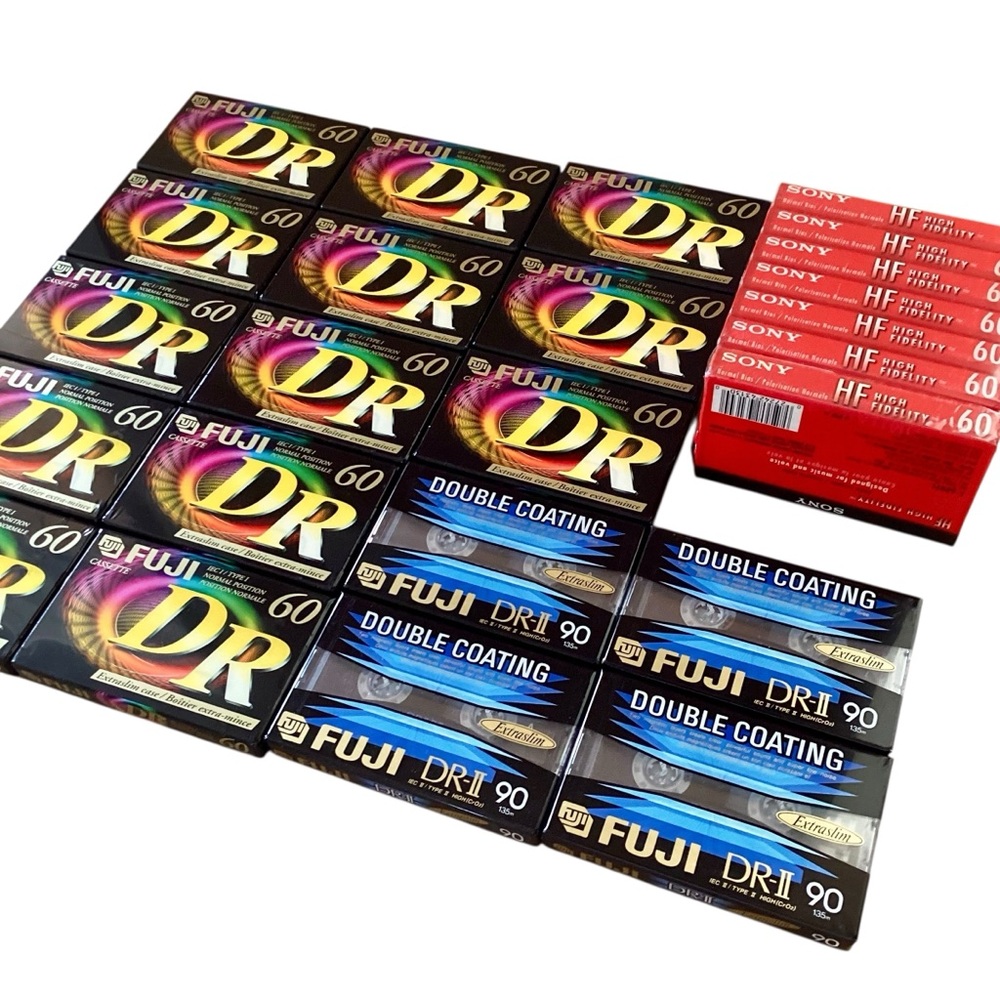 FUJI & SONY | 25 Audio Cassettes Blank NWT (60 & 90 Minutes)